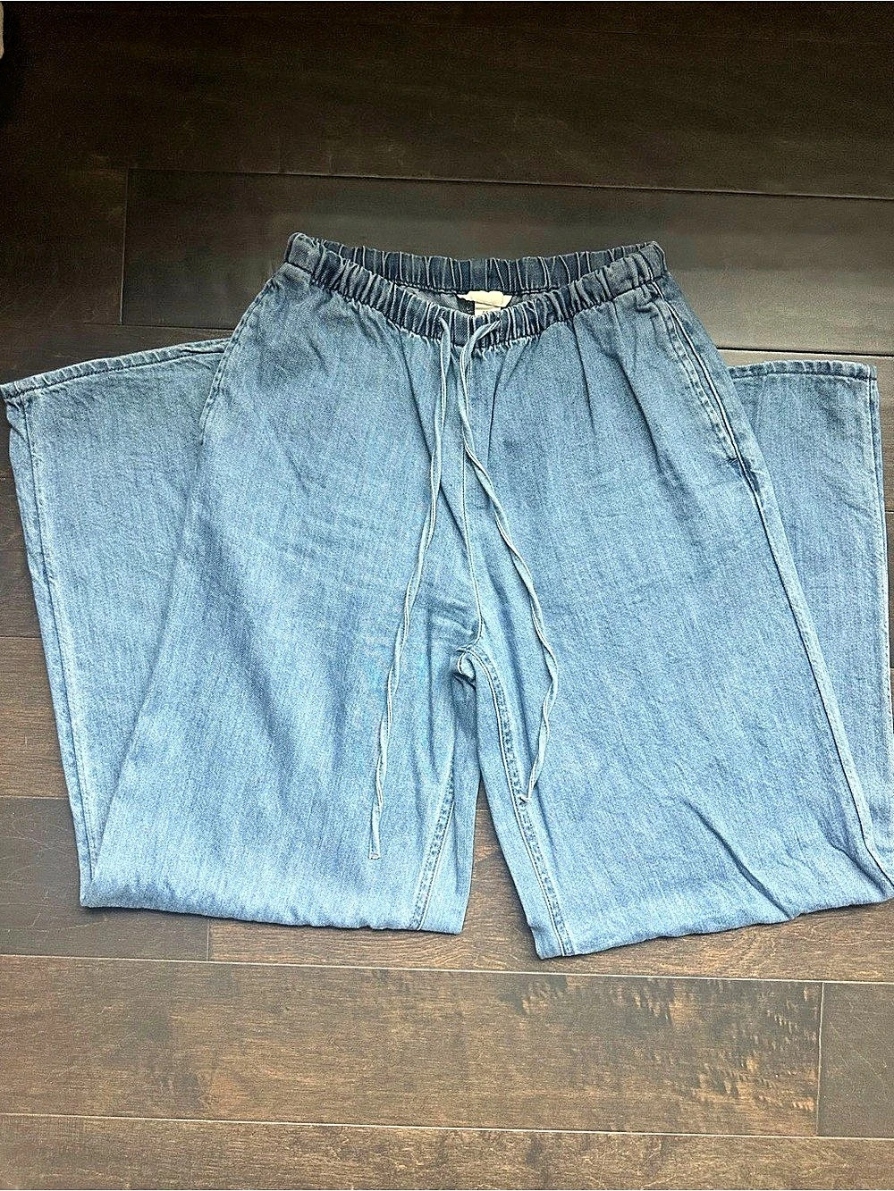 H&M Denim Drawstring Pants Wide Leg